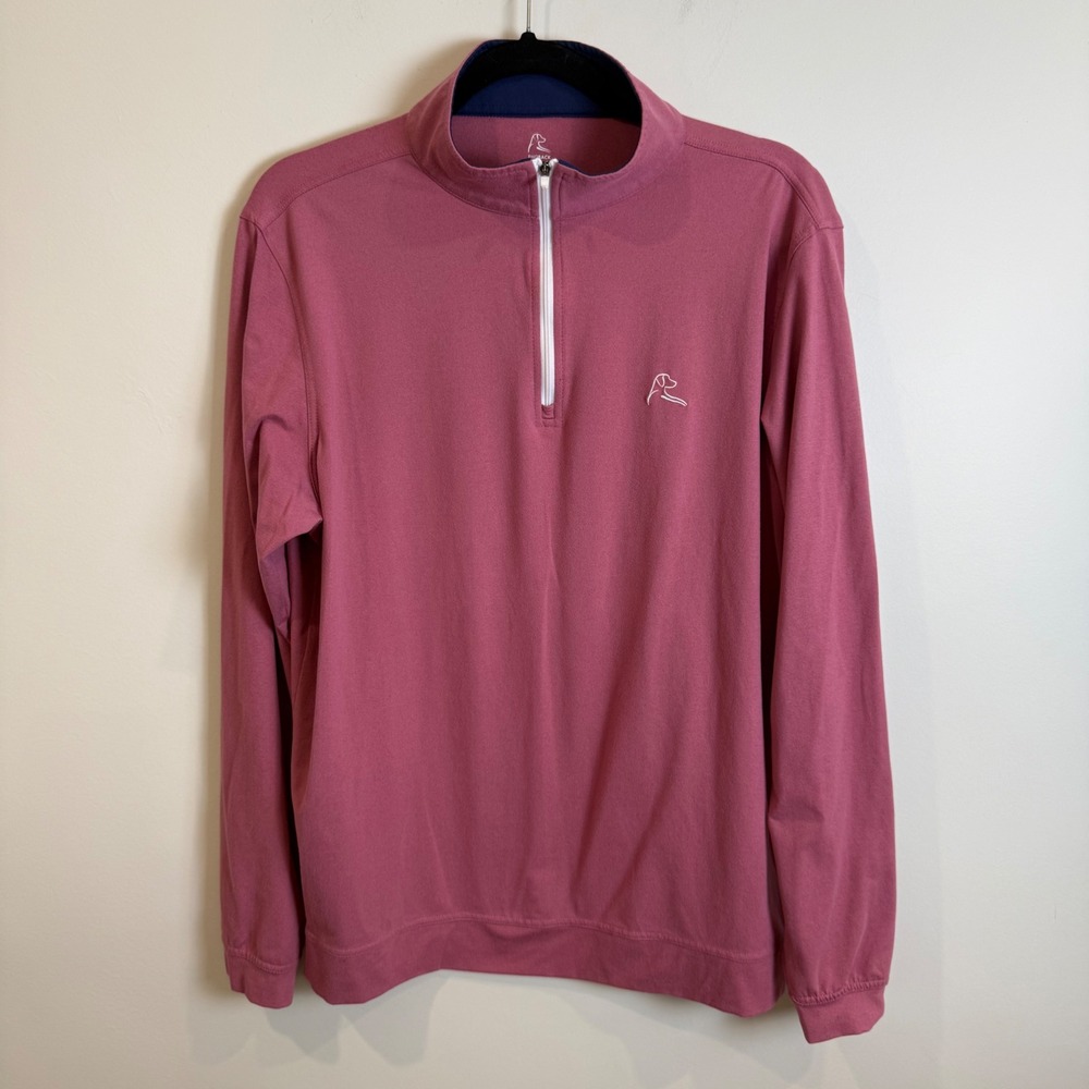 Rhoback Mens Pink Performance Quarter Zip Pullover Long Sleeve Shirt Size M